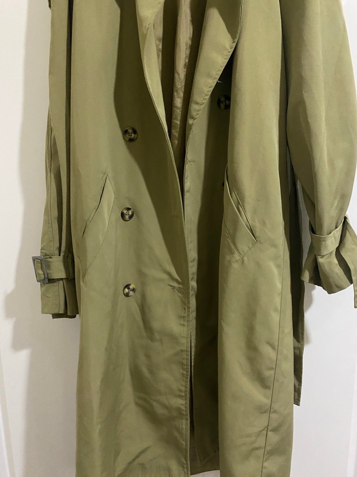 Kadın Bej Kuşaklı Uzun Trençkot - Görsel 3