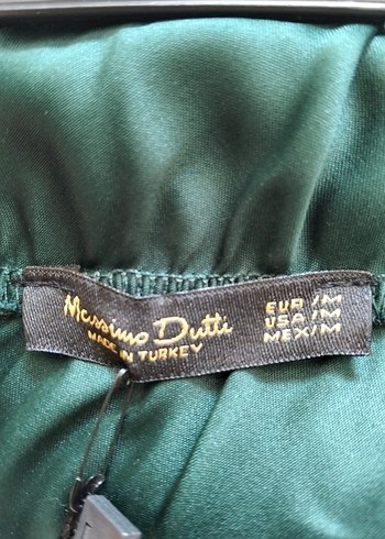 Massimo Dutti Kadın Yeşil Uzun Saten Etek