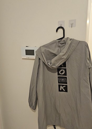 Gri Bel Kemerli Uzun Kollu Denim Parka - Görsel 9