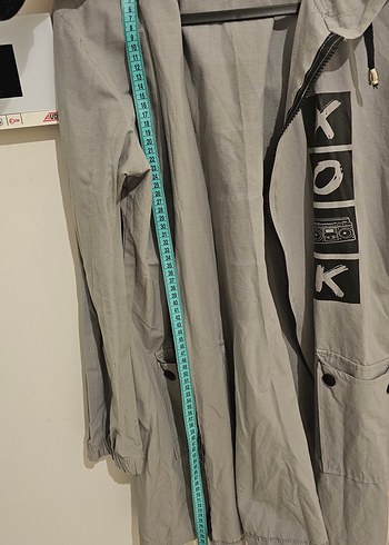 Gri Bel Kemerli Uzun Kollu Denim Parka - Görsel 5