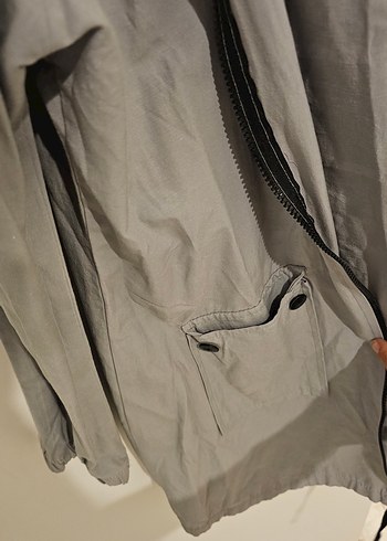 Gri Bel Kemerli Uzun Kollu Denim Parka - Görsel 7