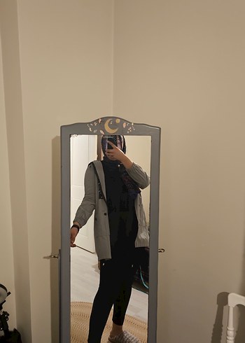 Gri Bel Kemerli Uzun Kollu Denim Parka - Görsel 3