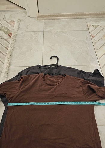  Trendyol Bordo & Gri Basic Tişört  L / XL - Görsel 8