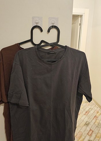  Trendyol Bordo & Gri Basic Tişört  L / XL - Görsel 4