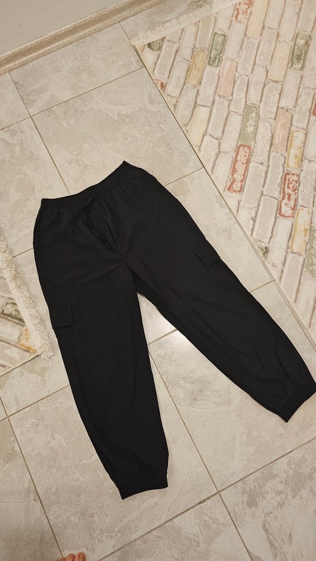 Siyah Kargo Pantolon - Görsel 4