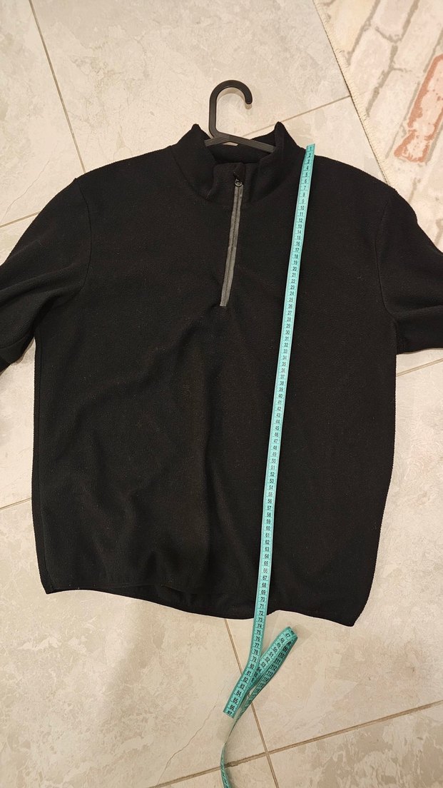 Dik Yaka Fermuarlı Siyah Erkek Streetwear Polar - Görsel 4