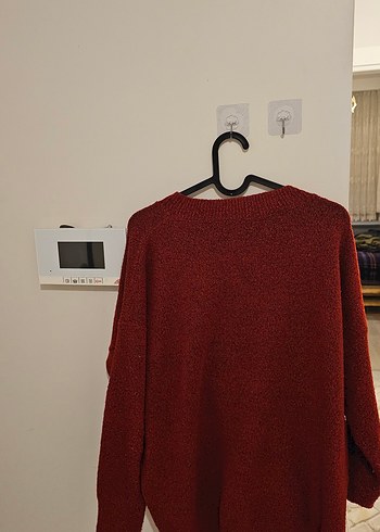 Koyu Kırmızı Örgü Kadın Kazak - Görsel 4