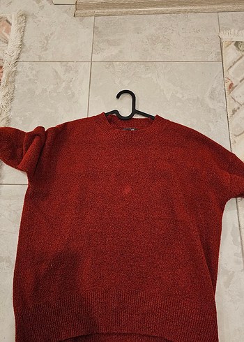 Koyu Kırmızı Örgü Kadın Kazak - Görsel 5