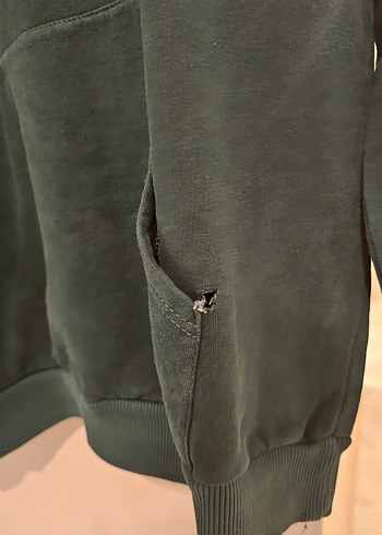 Kadın Koyu Yeşil Kapüşonlu Sweatshirt - Görsel 3