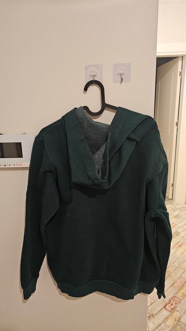 Kadın Koyu Yeşil Kapüşonlu Sweatshirt - Görsel 4