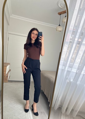 Kadın Kahverengi Silky Cigarette Pantolon - Görsel 2