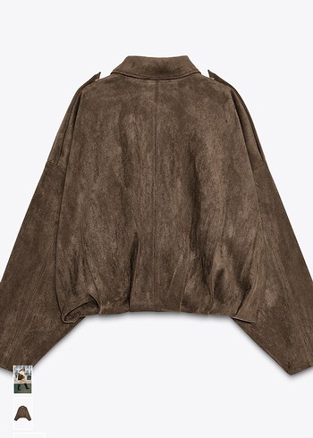 Zara bomber Kahverengi Süet Ceket - Görsel 2