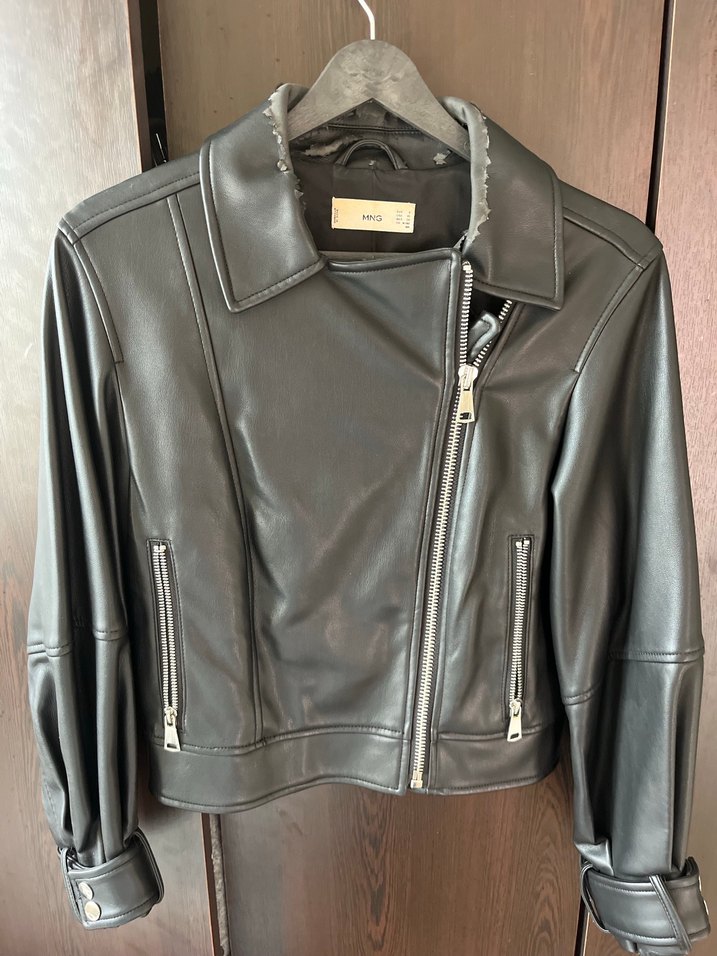 Kadın Siyah Deri Ceket - Görsel 2