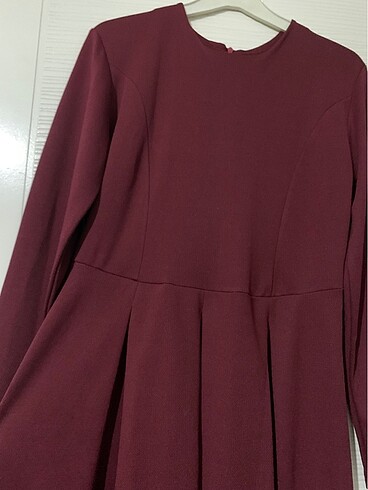 xl Beden Bordo pileli elbise