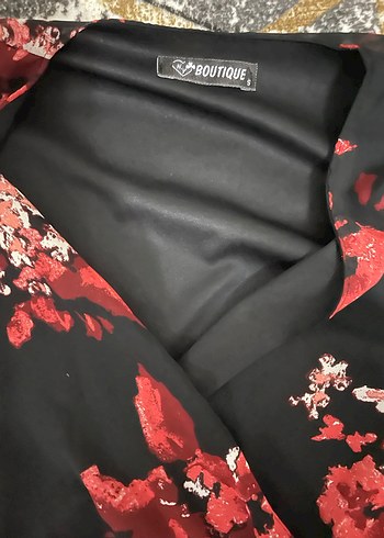 Bordo Desenli Uzun Kollu V Yaka Uzun Elbise - Görsel 2