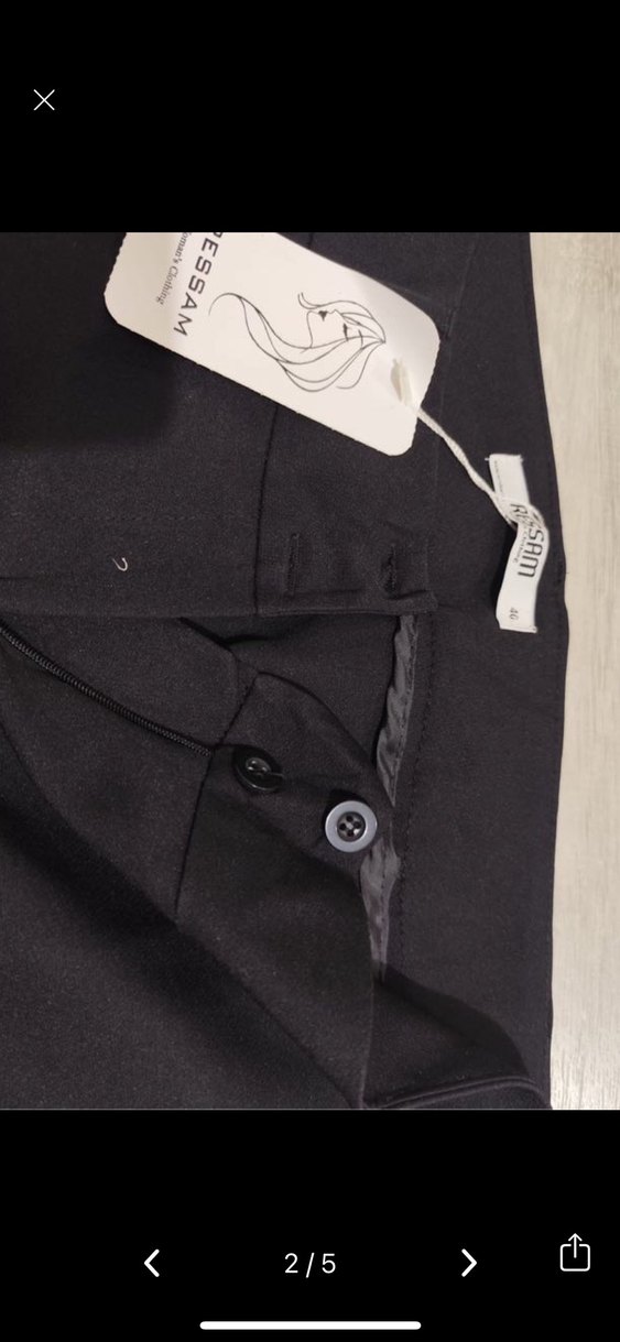 Siyah Kadın Kumaş Pantolon Midi Boy - Görsel 2