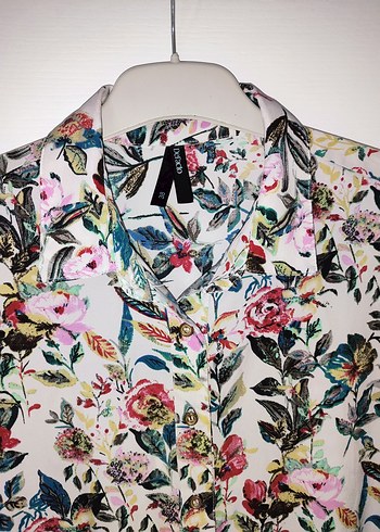 Defacto Çiçek Desenli Boydan Düğmeli Tunik Gömlek - Görsel 3