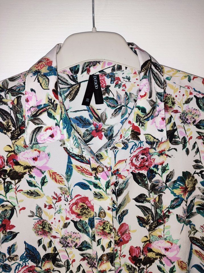 Defacto Çiçek Desenli Boydan Düğmeli Tunik Gömlek - Görsel 3