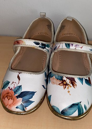 H&M Çiçek Desenli Tokalı Kız Babet - Görsel 4