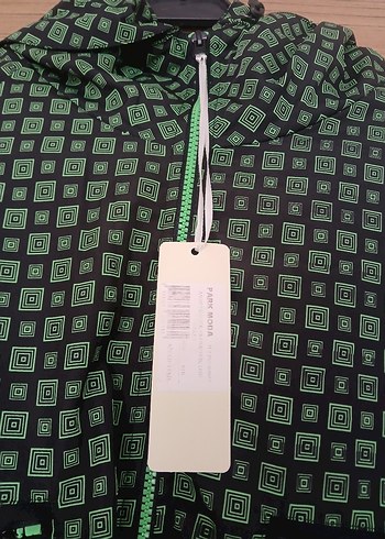 Yeşil Desenli Fermuarlı Kadın Ceket - Görsel 2