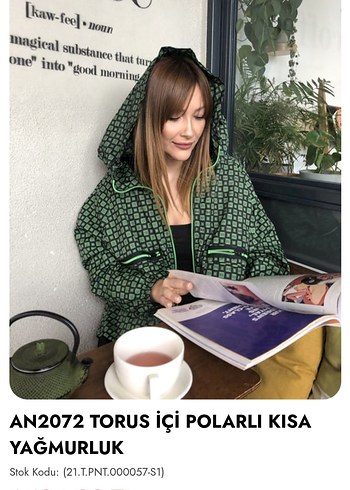 Yeşil Desenli Fermuarlı Kadın Ceket - Görsel 6