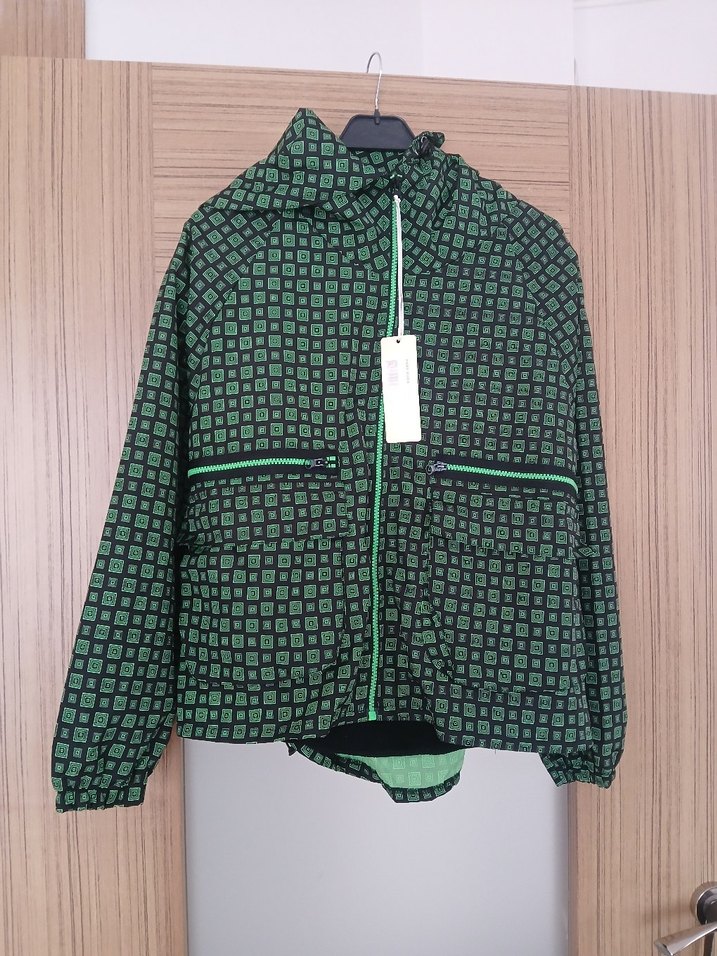 Yeşil Desenli Fermuarlı Kadın Ceket - Görsel 5