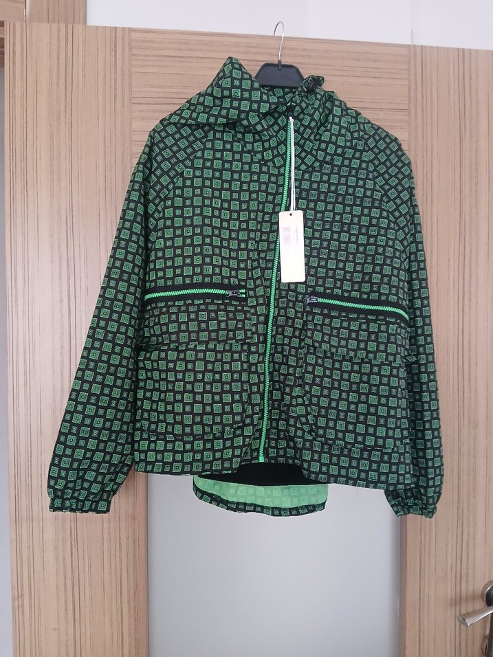 Yeşil Desenli Fermuarlı Kadın Ceket - Görsel 4