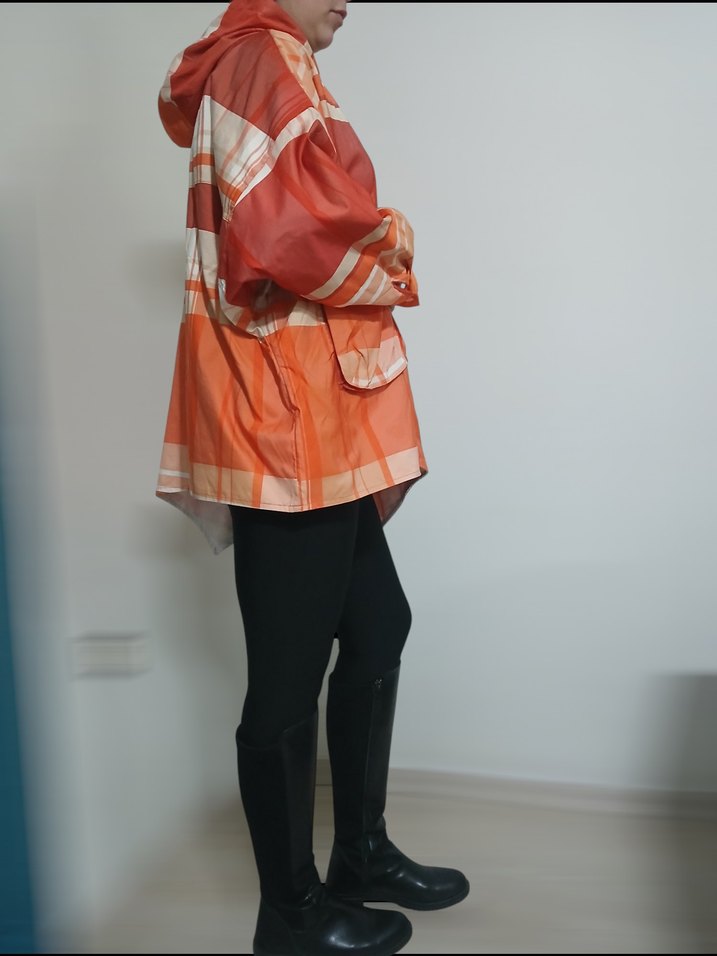 Turuncu Midi Boy Kadın Yağmurluk - Görsel 2