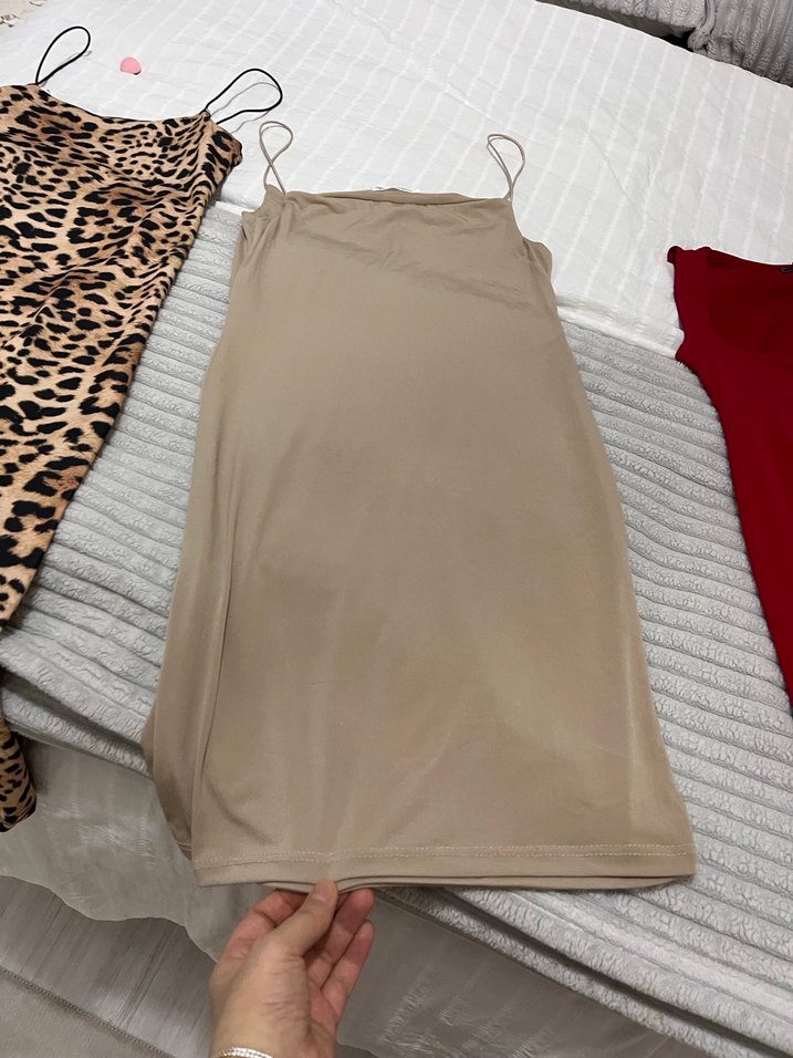 Drapeli Bej Midi Hamile Eteği - Görsel 3