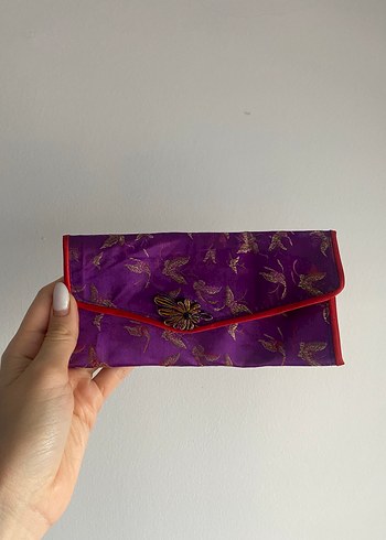 Diğer Nakışlı Mor Vintage Asya 90s Kadın Cüzdan Gözlük kılıfı