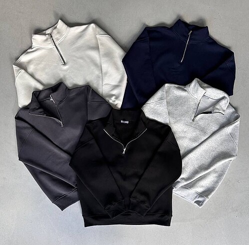 m Beden beyaz Renk Yarım Fermuar Sweatshirt