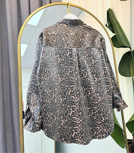 xxl Beden kahverengi Renk Leopar gömlek