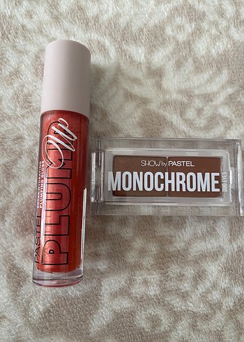 Pastel Parlak Lip Gloss ve ikili kahverengi far