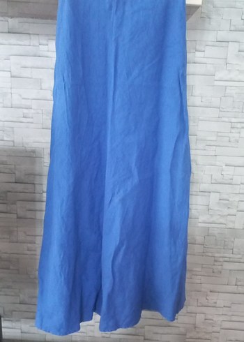 Mavi Uzun Salaş Keten Etek - Görsel 3