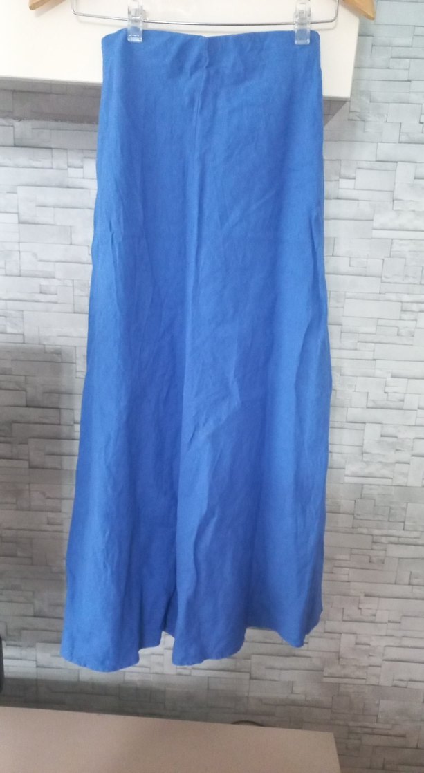 Mavi Uzun Salaş Keten Etek - Görsel 3