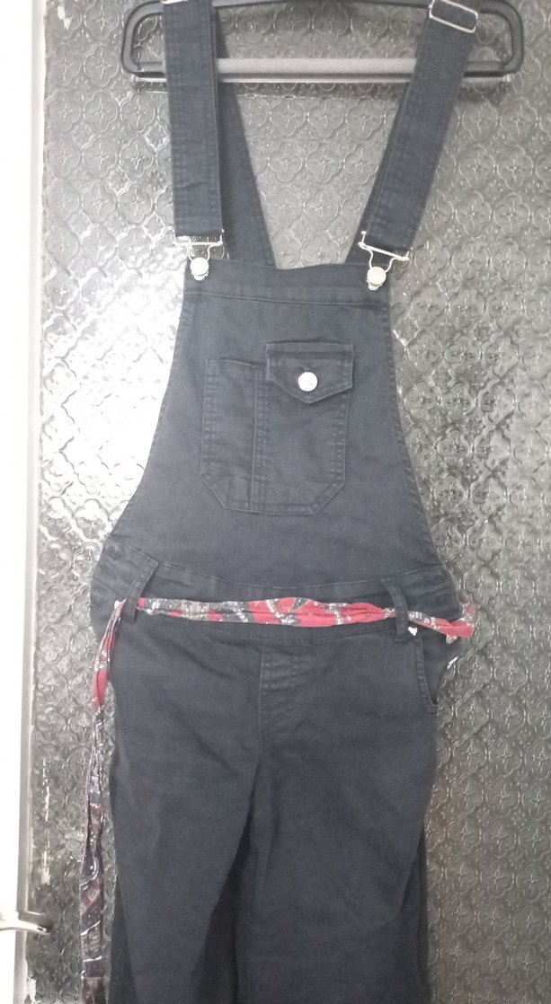 Siyah Kot Kemerli Kadın Tulum - Görsel 2