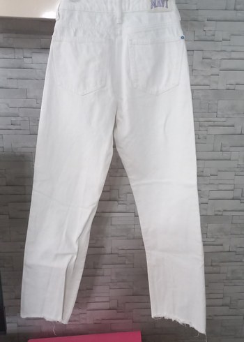 Beyaz Kadın Midi Boy Pamuklu Jean - Görsel 4