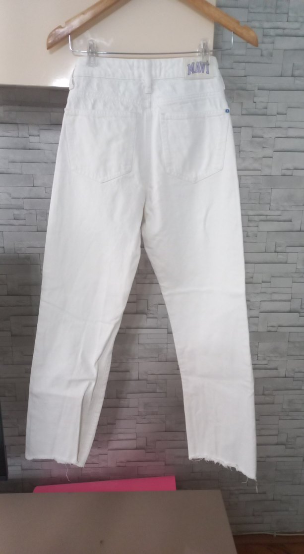 Beyaz Kadın Midi Boy Pamuklu Jean - Görsel 4