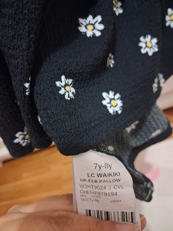 Kız Çocuk Siyah Baskılı Uzun Kollu Elbise - Görsel 3