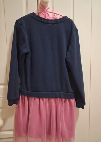 Kız Çocuk Pembe Fırfırlı Sweat Elbise - Görsel 2