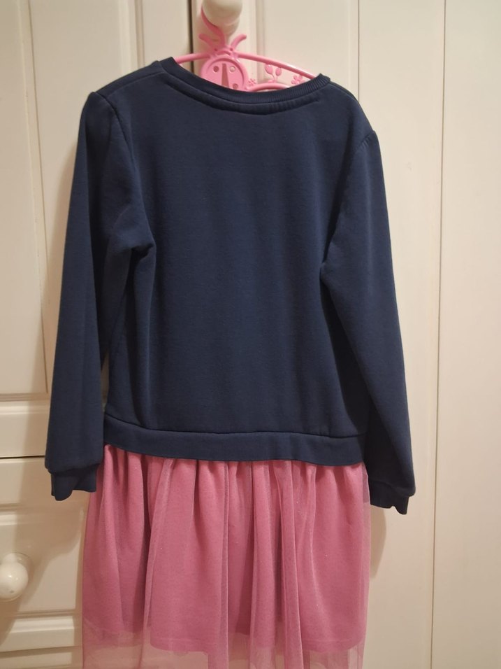 Kız Çocuk Pembe Fırfırlı Sweat Elbise - Görsel 2