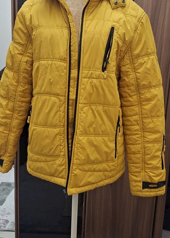 Sarı Fermuarlı Erkek Street Wear Mont