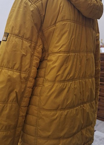 l Beden Sarı Fermuarlı Erkek Street Wear Mont