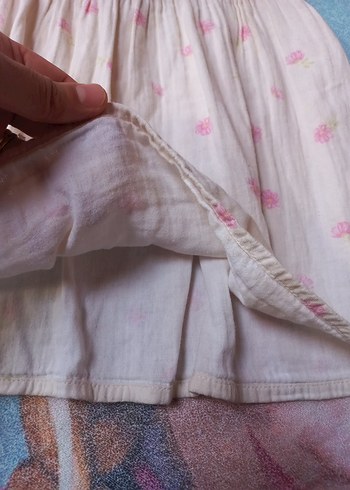 LC Waikiki Pembe Nakışlı Kısa Kollu Bohem Kız Elbisesi