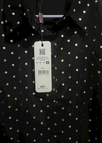 Siyah Puantiyeli Uzun Kollu Kadın Gömlek - Görsel 2