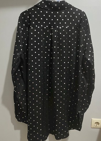 Siyah Puantiyeli Uzun Kollu Kadın Gömlek - Görsel 3