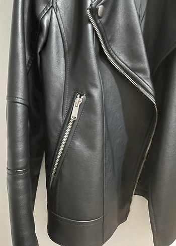 Siyah Deri Biker Ceket - Görsel 2