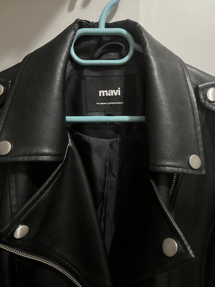 Siyah Deri Biker Ceket - Görsel 3