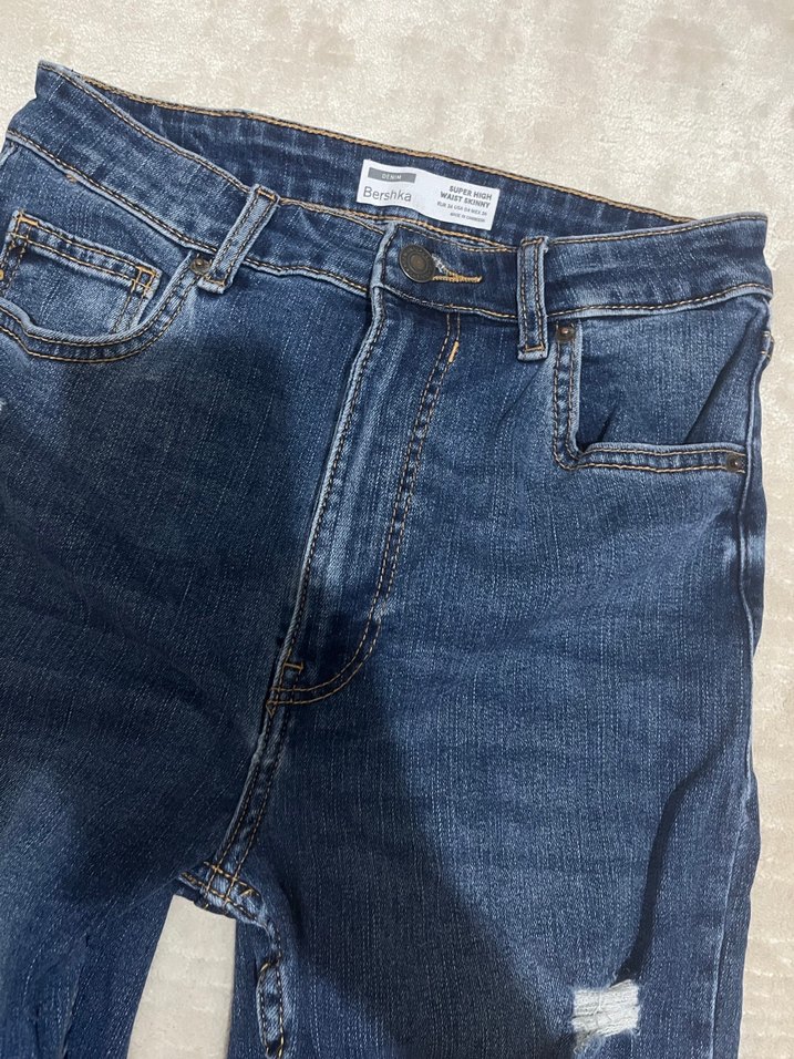 Yırtık Detaylı Mavi Kadın Skinny Jean - Görsel 2