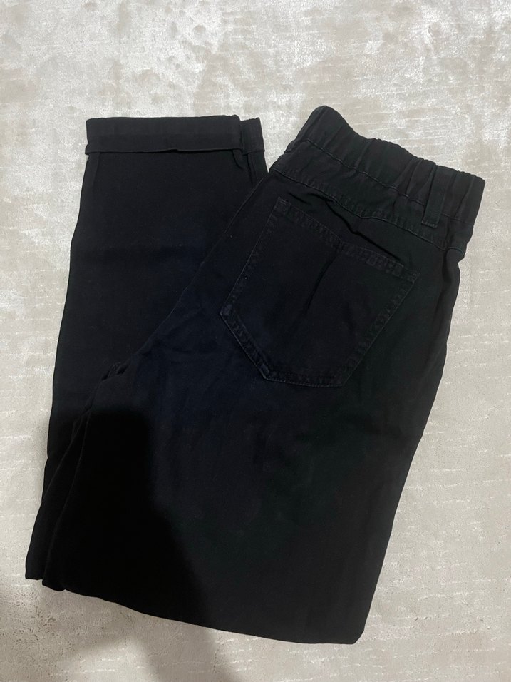 Siyah Midi Boy Rahat Kesim Denim Pantolon - Görsel 4